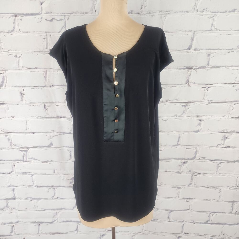 Calvin Klein Top Womens XL faux leather detail Sleek corpcore office party